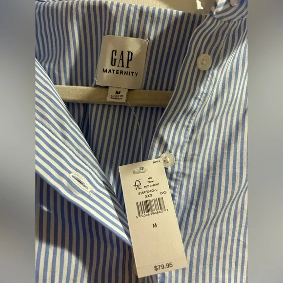 GAP Maternity Blue and White Striped Shirt size M - Picture 3 of 3